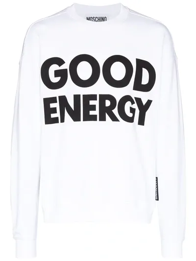 Moschino White Good Energy Print Sweatshirt