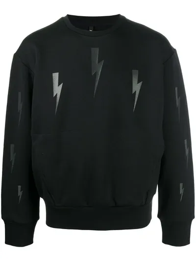 Neil Barrett Lightning Bolt-print Sweatshirt In Black