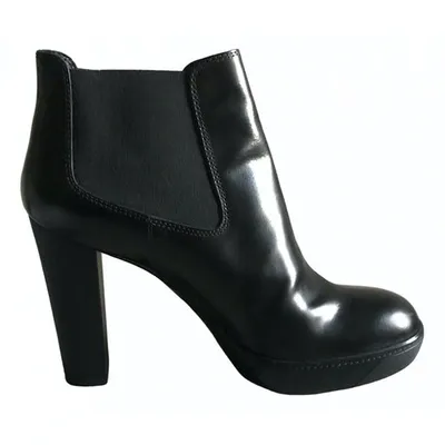 Pre-owned Hogan Leather Ankle Boots In Black