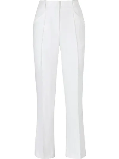 Fendi Pintuck Straight Leg Pants In White