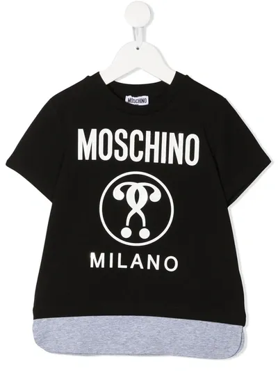 Moschino Kids' Logo Print Cotton Jersey T-shirt In Black