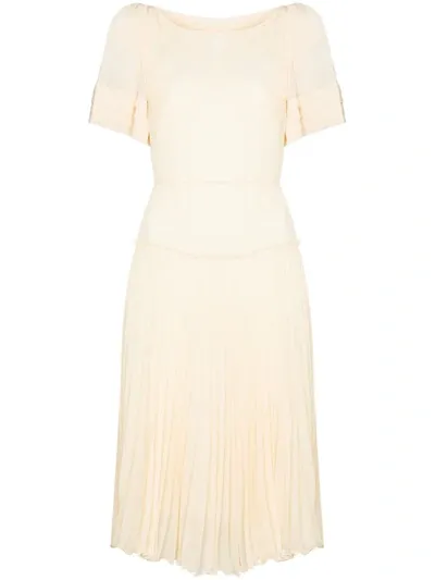 See By Chloé Pleated Georgette Dress In Neutrals