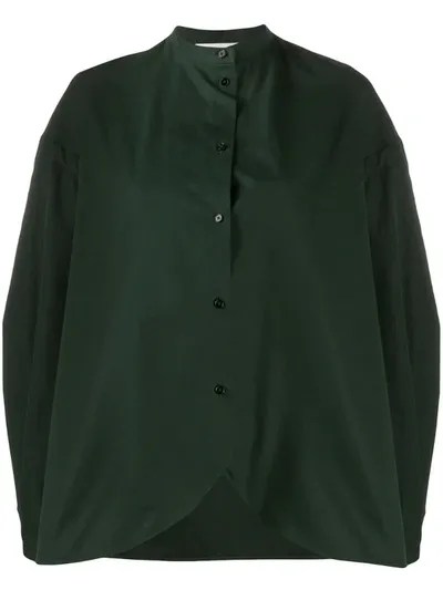 Jil Sander Curved-front Cotton Shirt In Green