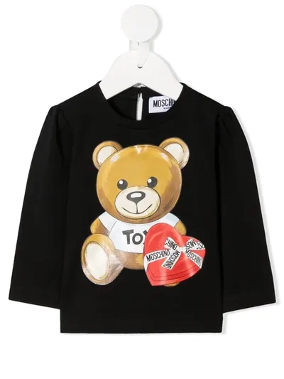 Moschino Babies' Black T-shirt With Long Sleeves