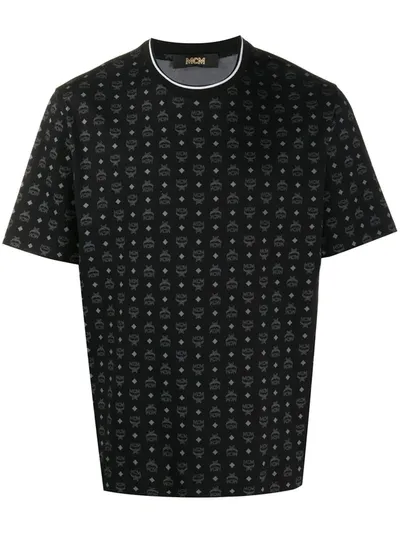 Mcm Monogram Logo-print T-shirt In Black