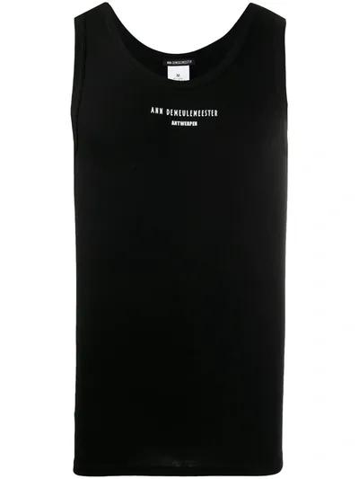 Ann Demeulemeester Printed Logo Tank Top In Black