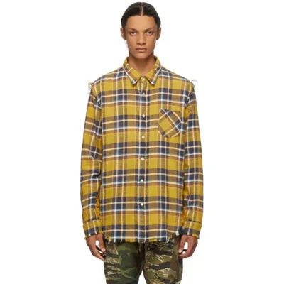 R13 Plaid Long-sleeve Shirt In Yellow Pld