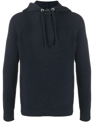 Roberto Collina Long-sleeved Knitted Hoodie In Blue