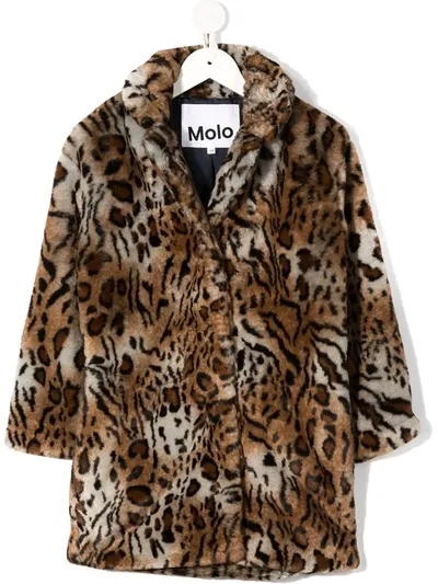 Molo Kids' Hali Cheetah Coat In Brown