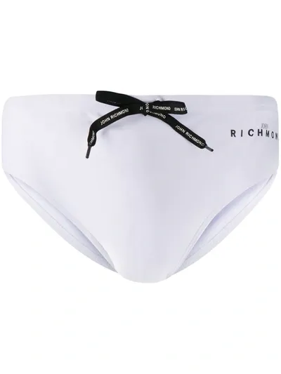 John Richmond Evar Logo-print Swim Briefs In White