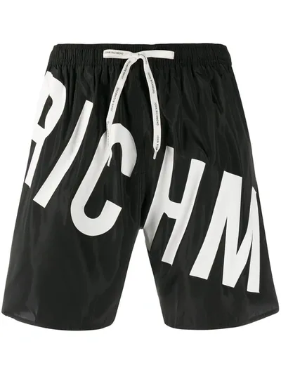 John Richmond Bron Logo-print Swim Trunks In Black