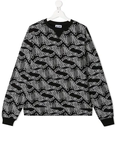 Moschino Teen Logo-print Cotton Sweatshirt In Black