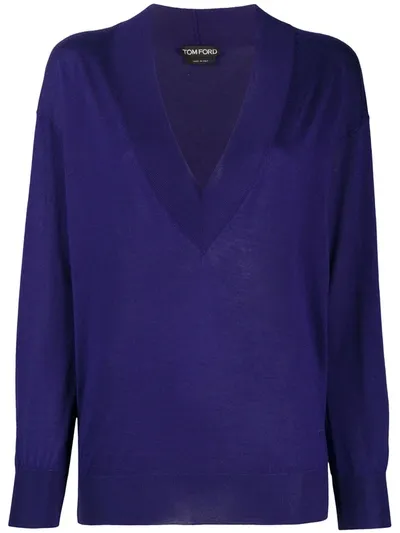 Tom Ford Deep V-neck Jumper In Viola