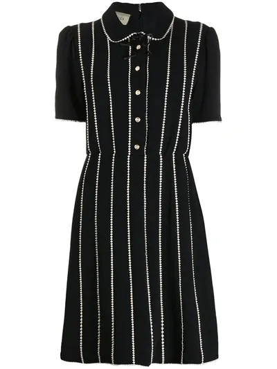 Gucci Striped Short-sleeve Dress In Black