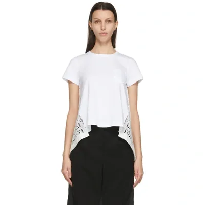 Sacai Broderie Anglaise-backed T-shirt In White