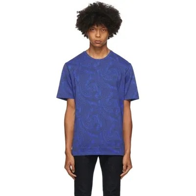 Etro Paisley Print T-shirt In 200 Navy