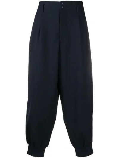 Y-3 Elasticated Wide-leg Trousers In Blue