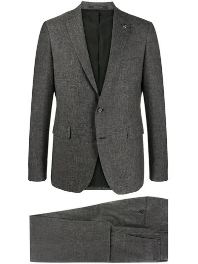 Tagliatore Two-piece Woven Slim-fit Suit In Black