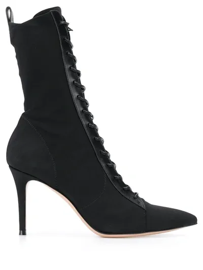 Gianvito Rossi Black 85 Lace-up Sock Boots