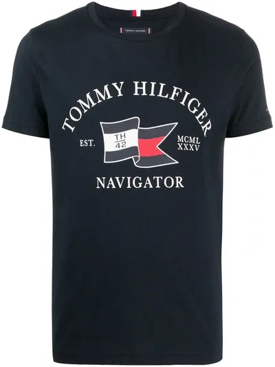 Tommy Hilfiger Logo Print T-shirt In Blue