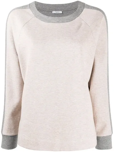 Peserico Two-tone Crew Neck Sweatshirt In Grey