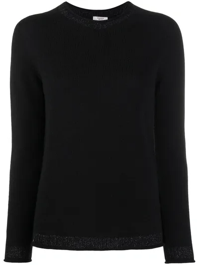 Peserico Ribbed Crew Neck Jumper In Black