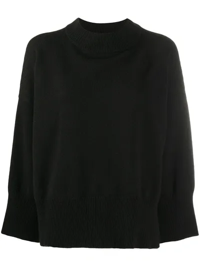 Peserico Mock Neck Three Quarter Length Jumper In Black