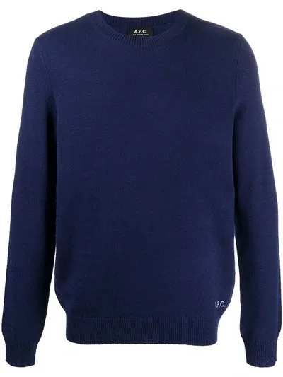 Apc Kit Logo Embroidered Jumper In Blue