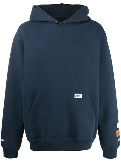 Heron Preston Uniform Logo-patch Hoodie In Blue