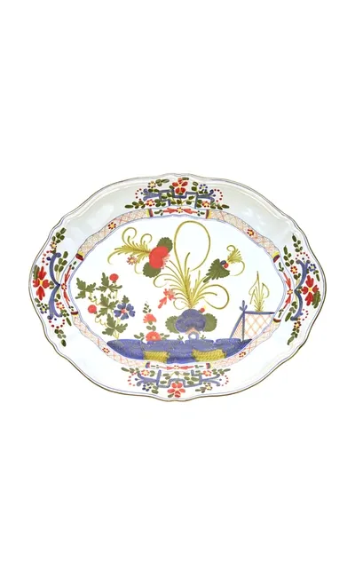 Moda Domus Carnation Oval Porcelain Platter In Multi