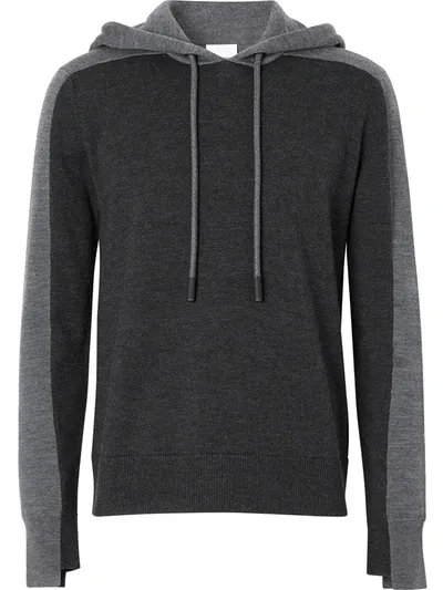 Burberry Black And Grey Wool Hoodie