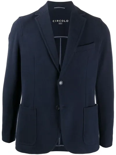 Circolo 1901 Textured Style Notched Lapel Blazer In Blue