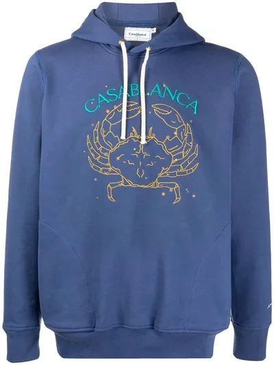 Casablanca Embroidered Cancer Hoodie In Blue