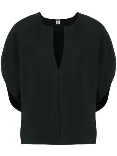 Totême Moncton Oversized Gathered Blouse In Black