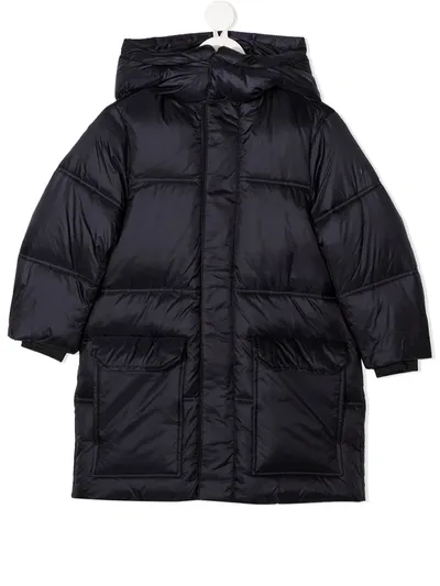 Emporio Armani Kids' Logo-print Padded Coat In Blue