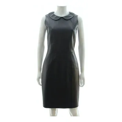 Pre-owned Emporio Armani Leather Mid-length Dress In Black