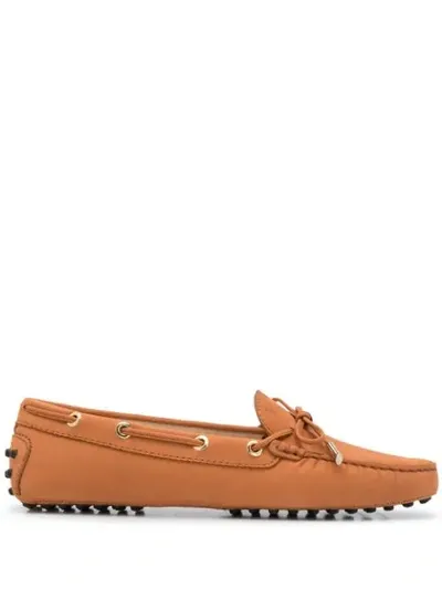 Tod's Leather Driving Loafers In Orange