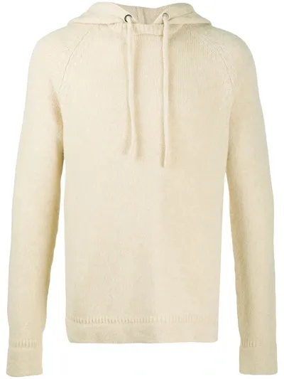 Roberto Collina Hooded Pullover Knit Jumper In Neutrals