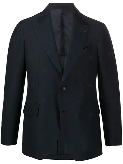 Gabriele Pasini Skull Embroidered Single Breasted Blazer In Blue