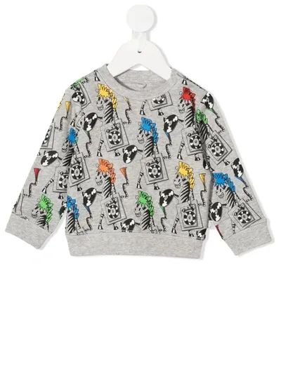 Stella Mccartney Babies' Zebra Dj Crew Neck Sweatshirt In Grey