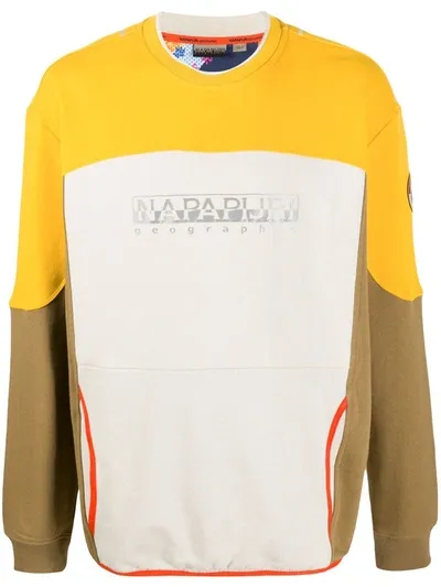 Napapijri Bhell Colour Block Sweatshirt In Neutrals