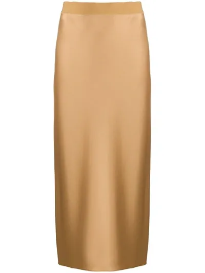 Theory Metallic-print Slip Skirt In Gold