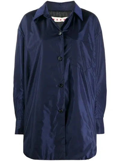 Marni Technical Fabric Buttoned Jacket In Blue