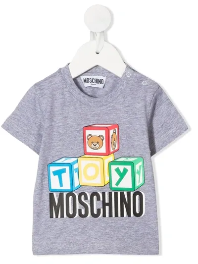 Moschino Babies' Logo Print T-shirt In Grey