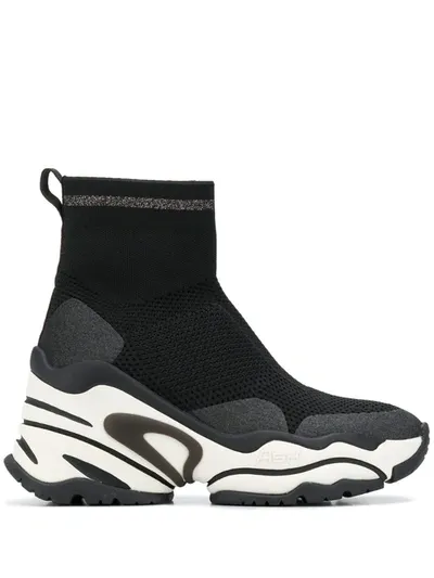 Ash High Sole Sneakers W/socks In Black