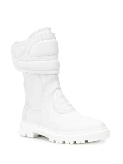 Casadei Ribbed Panel Ankle Boots In White