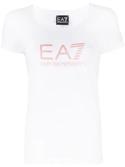 Ea7 Logo Print T-shirt In White