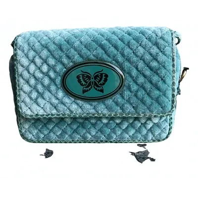 Pre-owned Bottega Veneta Velvet Clutch Bag In Turquoise