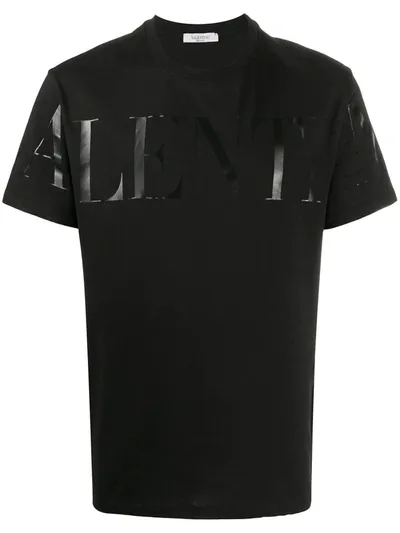 Valentino Logo Lettering Print T-shirt In Black