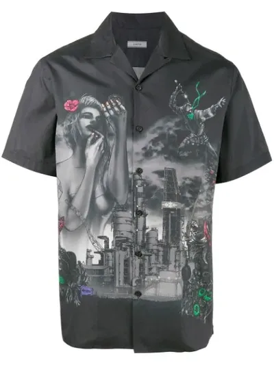 Lanvin Printed Bowling Shirt In Black